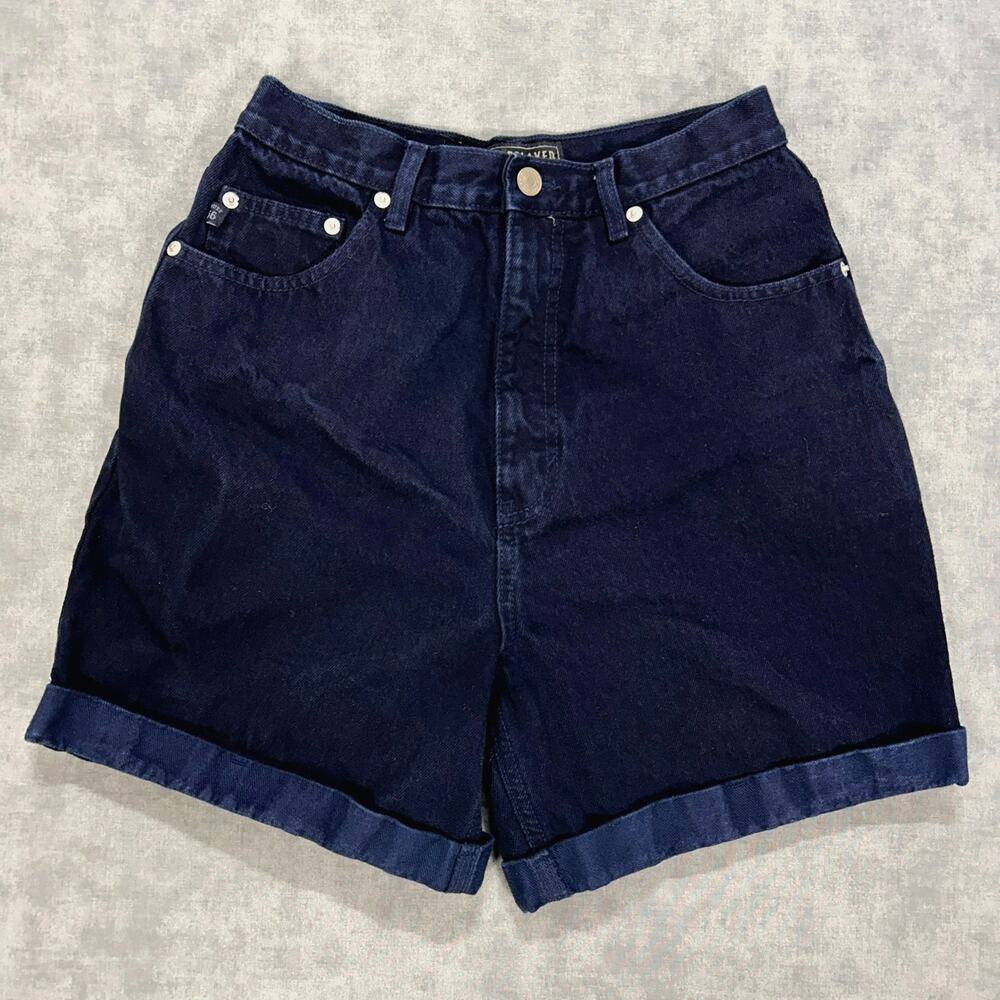 VTG Y2K Route 66 dark wash denim high rise mom shorts jorts casual womens 9/10